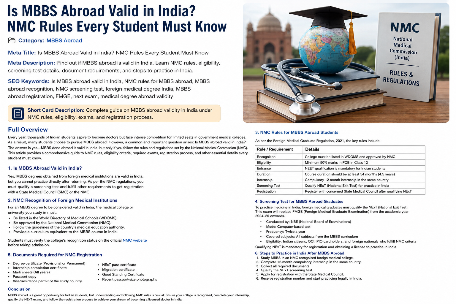 Is MBBS Abroad Valid in India? NMC Rules Every Student Must Know