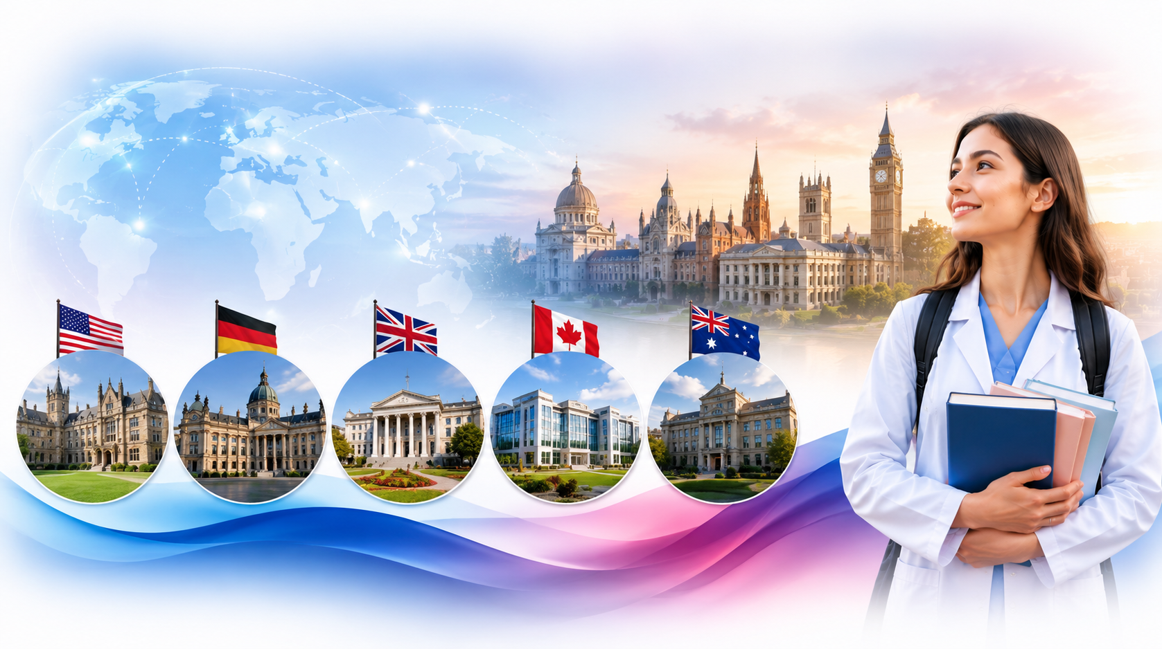 AI illustration of country and university selection for MBBS abroad